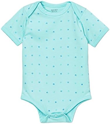 Kiyum Kids Organic Cotton Baby Bodysuit 3-6 Months, Blue Rose Print