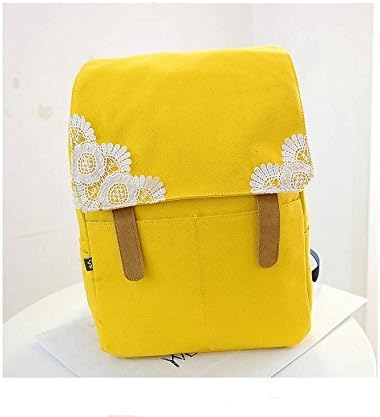 New Top Trendy Cute Japanese Lace Backpack College Style Leisure Canvas Backpack Gilr's Lovely School Bag Retro Sweet Fashionable Outdoor Backpack for Teens Students Women Ladies Girls (Yellow)