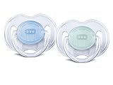 Philips AVENT BPA Free Translucent Orthodontic Infant Pacifier, 0-6 Months, Blue/Green, 2-Pack by Ph
