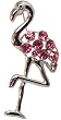 Campy Art Deco Flamingo Brooch Pin - Hot Pink Ice Crystals & Chrome Finish