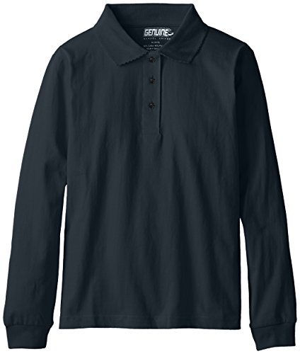 Genuine Big Girls'  Jersey Long Sleeve Polo with Picot Collar