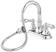 Price Pfister 548E0BC Catalina Double-Handle Centerset Lavatory Faucet with Pull-Down Spout Sprayer and Pop-Up, Chrome