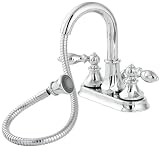 Price Pfister 548E0BC Catalina Double-Handle Centerset Lavatory Faucet with Pull-Down Spout Sprayer and Pop-Up, Chrome