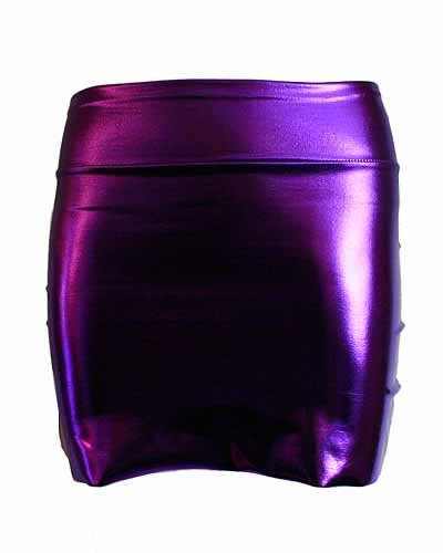 Purple Shiny Liquid Mini Skirt Elastic Waist Band