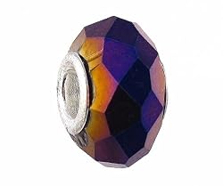 Pandora Style Charm Bead (Z93) Faceted Plated Glass (14mm x 10mm) (fits Troll too)