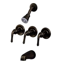 8 Three-handle Tub and Shower Faucets, Oil Rubbed Bronze, Washerless - Plumb USA 34537