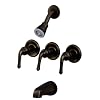 8" Three-handle Tub and Shower Faucets, Oil Rubbed Bronze, Washerless - Plumb USA 34537