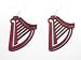 Cherry Red Harp Wooden Earrings