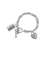 Seventeen Jewelry- Sterling Silver Heart with Key Hole Accented with White Topaz Bracelet