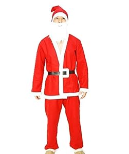 Voglee Crimson Regency Plush Santa Suit Costume Santa Claus Cosplay
