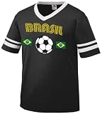 Brasil Flags International Soccer Ringer T-shirt, Brasilian Soccer Mens Ringer T-shirt