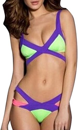 Meilun Women's 2 pcs Bandage Summer Splice Swimsuit Bikini
