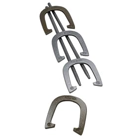Click here to buy Halex Premier Horseshoe Set With Hammer Finish Steel In Gold And Silver.