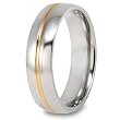 14K Gold Plated Grooved Polished Titanium Ring (6.0 mm) - Sizes 5-13