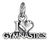 STERLING SILVER ANTIQUED I HEART GYMNASTICS CHARM