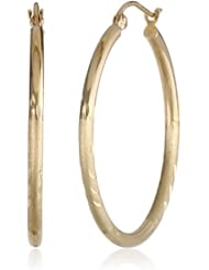 14k Yellow Gold 2mm Diamond-Cut Hoop Earrings