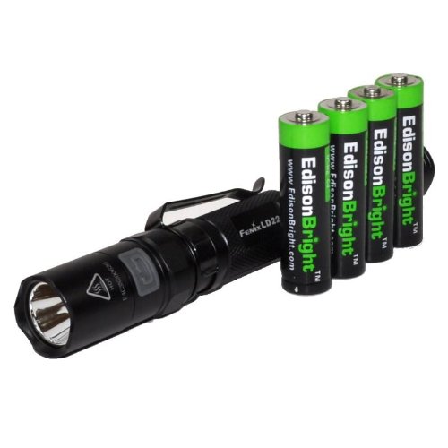  Fenix LD22 S2 200 Lumen LED Tactical Flashlight with Four EdisonBright AA batteries 