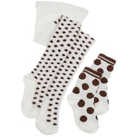 Country Kids Girls  2 Pack Fuzzy Dot Tight And Sock Combination