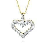 1/2ctw. 14k Yellow Gold Diamond Heart Pendant with 18 Box Chain