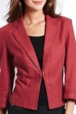 Linen Blend Saddle Stitch Single Breasted Jacket [T59-1651J-S]