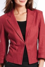 Linen Blend Saddle Stitch Single Breasted Jacket [T59-1651J-S]