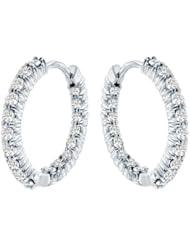 1.50 CT TW Shared Prong Diamond Inside/Outside Hoop Earrings in 14k White Gold