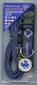 NEW YORK YANKEES DOG COLLAR LEASH ID TAG SET SIZE M