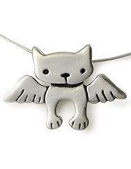 Angel Cat Sterling Silver Charm Necklace
