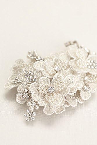 Embroidered Pearl Flower Clip Style F9059, Ivory