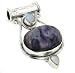 Purple Genuine Russian Charoite and Rainbow Moonstone Sterling Silver Slide Pendant