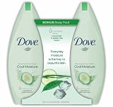Dove Cool Moisture Body Wash Value Pack, Two 24 oz Body Washes with Free Body Pouf