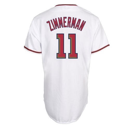 MLB Men's Washington Nationals Ryan Zimmerman White Home Short Sleeve 6 Button Synthetic Replica Baseball Jersey Spring 2012  (White, XX-Large)