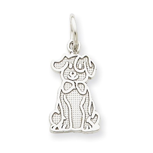 14k White Gold Puppy Charm