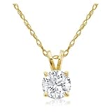 14k Yellow Gold Diamond Solitaire Pendant (1/5ct KL I2-I3) 18 Chain