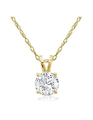14k Yellow Gold Diamond Solitaire Pendant (1/5ct) 18 Chain