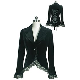 <b>Black Gothic Lace Trim Corset Velvet Jacket</b>