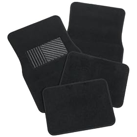 Rubber Queen 70541 Carpeted 4 Piece Mat With Vinyl Heel Pad Black