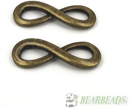 20Pcs Vintage Bronze Tone Curved Side Ways Smooth Metal Infinity Bracelet Connector Charm Beads ~Jewelry Making Supplies~