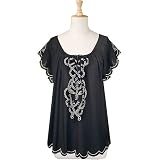 Spiraling Embroidery Top (Petite, Tall & Misses Sizes XS-3X)