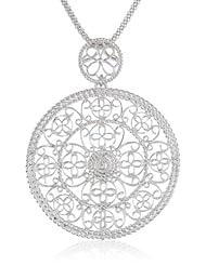 Sterling Silver Filigree Round Pendant Necklace , 18"