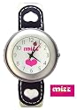 Girls Mizz Analogue Watch with Cream Braided Strap &amp; White Dial with Pink Heart