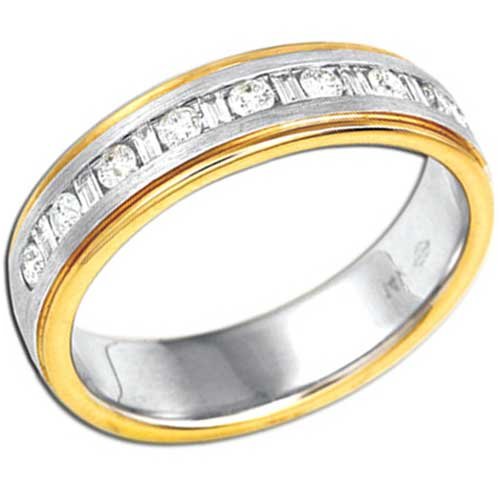 Two Tone Vibrant Men's Diamond Wedding Band