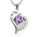 SJS Collection Forever in My Heart Sterling Silver Pendant Necklace w/ 9 AAA Cubic Zirconia Diamonds. 18