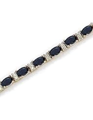 14kt Yellow Gold Oval Blue Sapphire and Diamond Bracelet