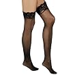 Sheer Lace Top Stockings With Back Seam