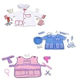 Melissa and Doug Chef Hair Stylist and Veterinarian Role Play Costume Sets
