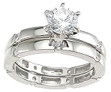 Cubic Zirconia CZ Affordable Wedding and Engagement Ring Set Size 5 6 7 8 9