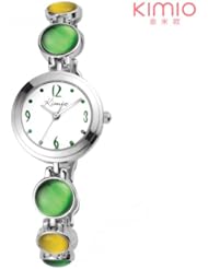 Ufingo-Fashion Popular Colorful Cats Eye Stone Bracelet Wrist Quartz Watch For Women/Ladies/Girls-Yellow Green