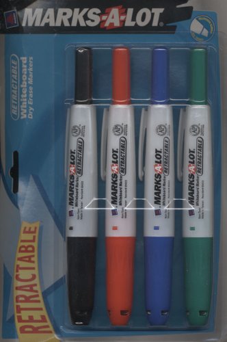 Childrens Toyshop  Toys : Avery(R) Marks-A-Lot(R) Retractable Whiteboard Markers, Assorted Colors, Pack Of 4