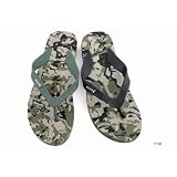 Mens Striped Army Camouflage Flip Flops (Green Black)